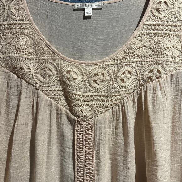 Spense Woman Size 1X Boho Femme Sleeveless Blouse crochet Office Fairy - Picture 3 of 7